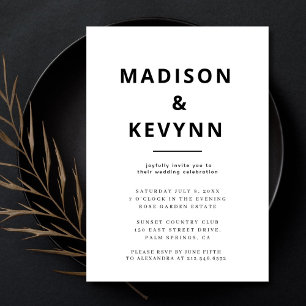Black and White Simple Wedding Invitation