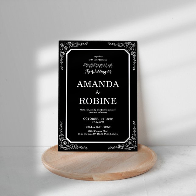 Black and White Simple Wedding Invitation (Creator Uploaded)