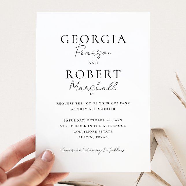 Black and White Simple Wedding  Invitation (Creator Uploaded)