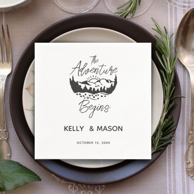 Black and White Simple Wedding Personalized  Napkins (Creator Uploaded)