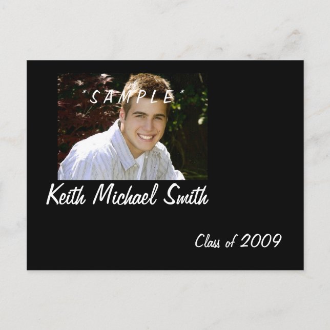 Black and White Simplistic Grad Photo Card (Front)