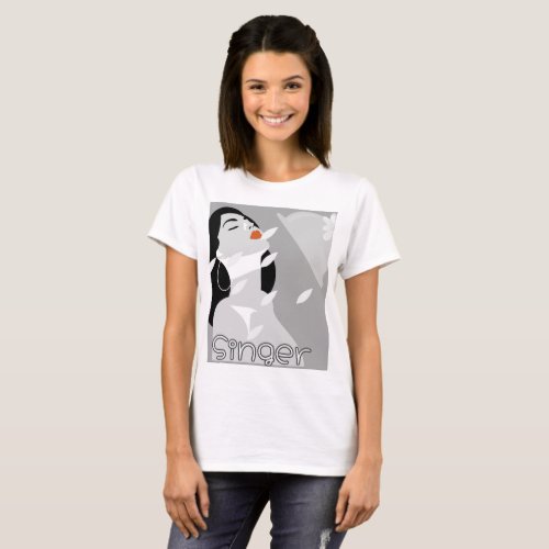 Black and White Singer Pop Art Girl in the Shower  T_Shirt