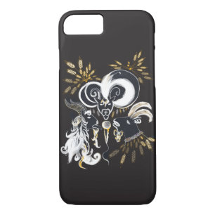 Black and white Singing Goats ink illustration iPhone 8/7 Case