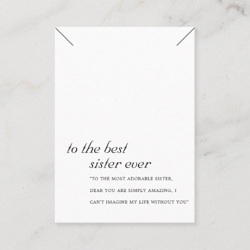 BLACK AND WHITE SISTER GIFT NECKLACE DISPLAY CARD