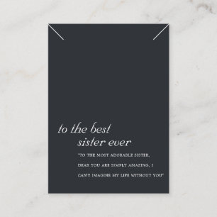 BLACK AND WHITE SISTER GIFT NECKLACE DISPLAY CARD