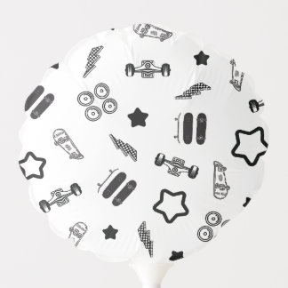 Black and White Skateboarding Design Balloon