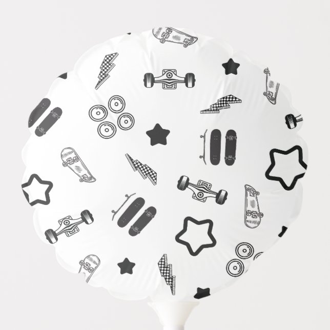 Black and White Skateboarding Design Balloon (Front)
