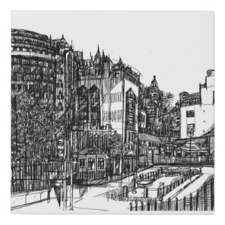 black and white sketch  faux canvas print