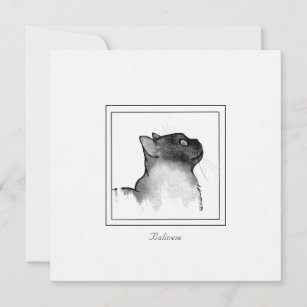 Black and White Sketch of a Balinese Cat  Note Card