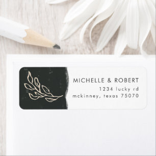 Black And White Sketched Floral Return Address Label