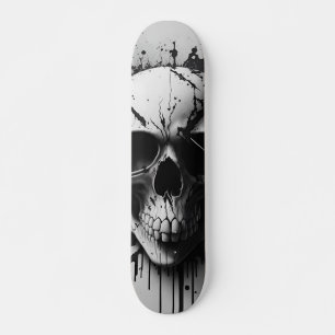 Black and White Skull #3 - Numb-Skulls Design Skateboard