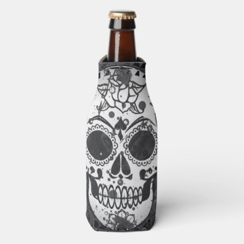 black and white Skull Bottle Cooler