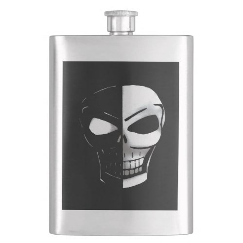 Black and White Skull Classic Flask