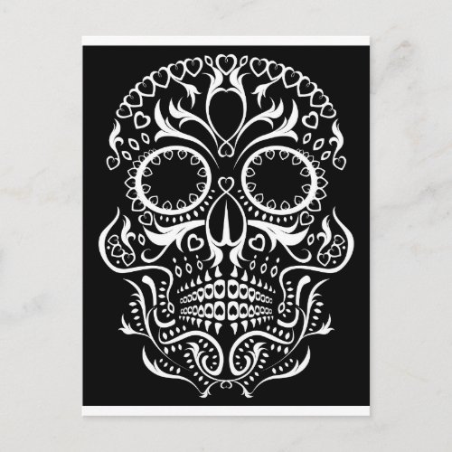 Black and White Skull   Day of the Dead Postcard