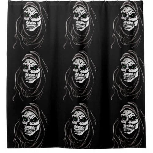 Black and white skull dead grim reaper shower curtain