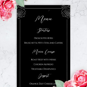 Black And White Skull Gothic Wedding Menu