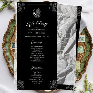 Black And White Skull Gothic Wedding Program