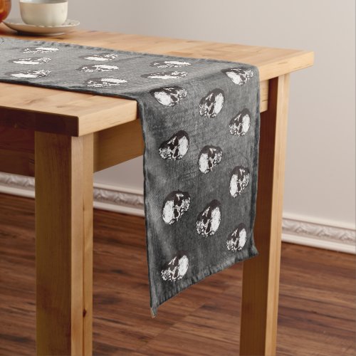 Black and White Skull Halloween Long Table Runner