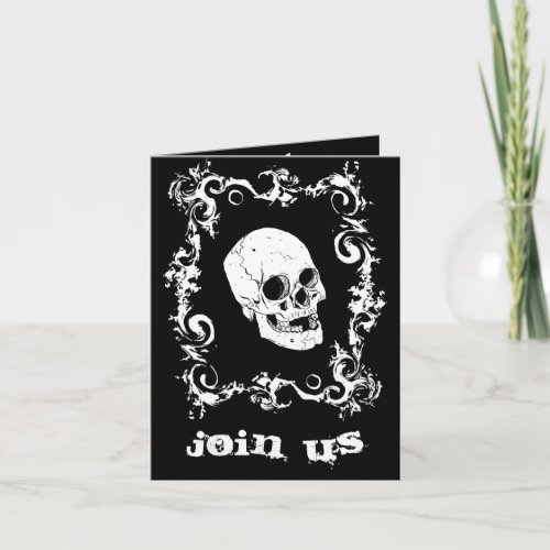 Black and White Skull Halloween Party Invitation