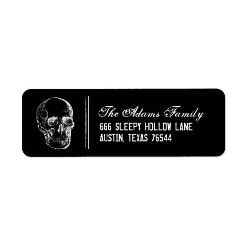 Black and White Skull Halloween Return Address Label