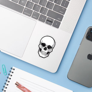 Black and White Skull Halloween Sticker