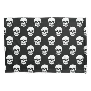 Black And White Skull Head Pattern Fun Halloween Pillow Case