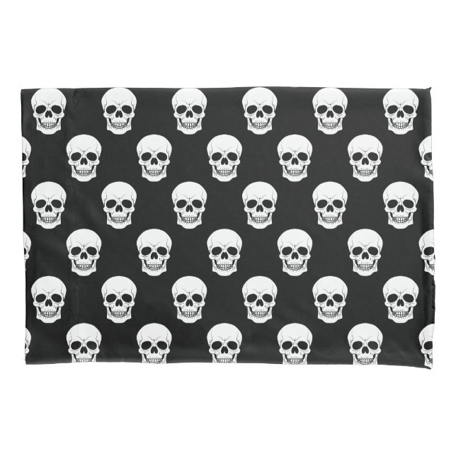 Black And White Skull Head Pattern Fun Halloween Pillow Case (Front)