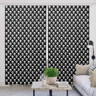 Black And White Skull Head Pattern Halloween Blackout Curtains