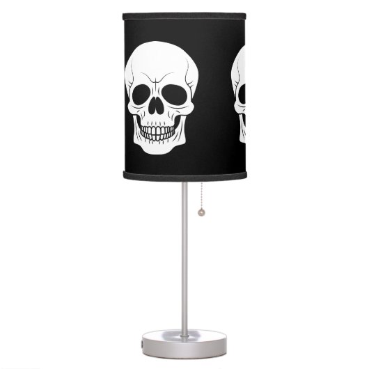 Black And White Skull Head Silhouette Halloween Table Lamp (Left)
