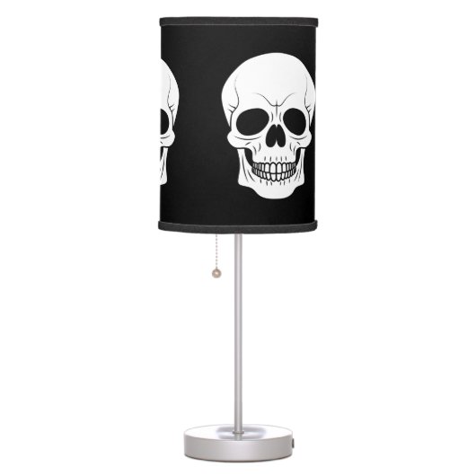 Black And White Skull Head Silhouette Halloween Table Lamp (Right)