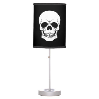 Black And White Skull Head Silhouette Halloween Table Lamp