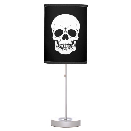 Black And White Skull Head Silhouette Halloween Table Lamp (Front)