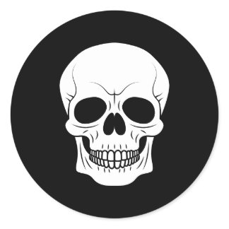 Black And White Skull Head Simple Halloween Classic Round Sticker