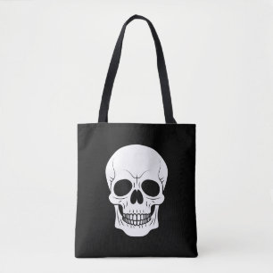 Black And White Skull Head Spooky Halloween Tote Bag
