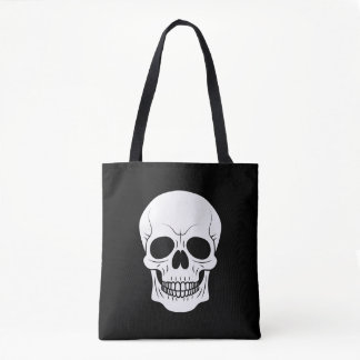 Black And White Skull Head Spooky Halloween Tote Bag