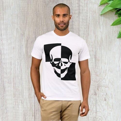 Black And White Skull Mens T_Shirt