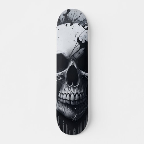  Black and White Skull  _ Numb_Skulls Design  Skateboard