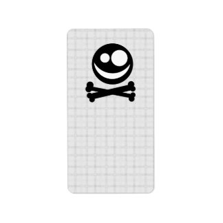 Black and White Skull. On Gray Check. Label