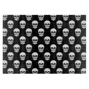 Black And White Skull Pattern Halloween Cutting Board