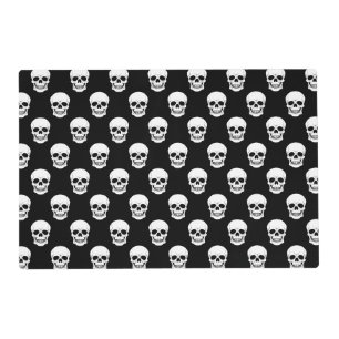 Black And White Skull Pattern Horror Halloween Placemat