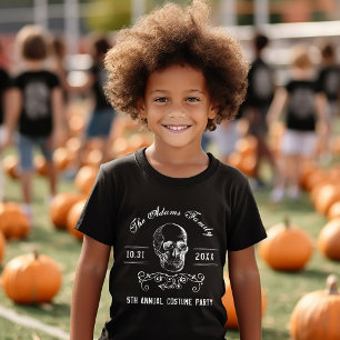 Black and White Skull Personalized Halloween Party T-Shirt