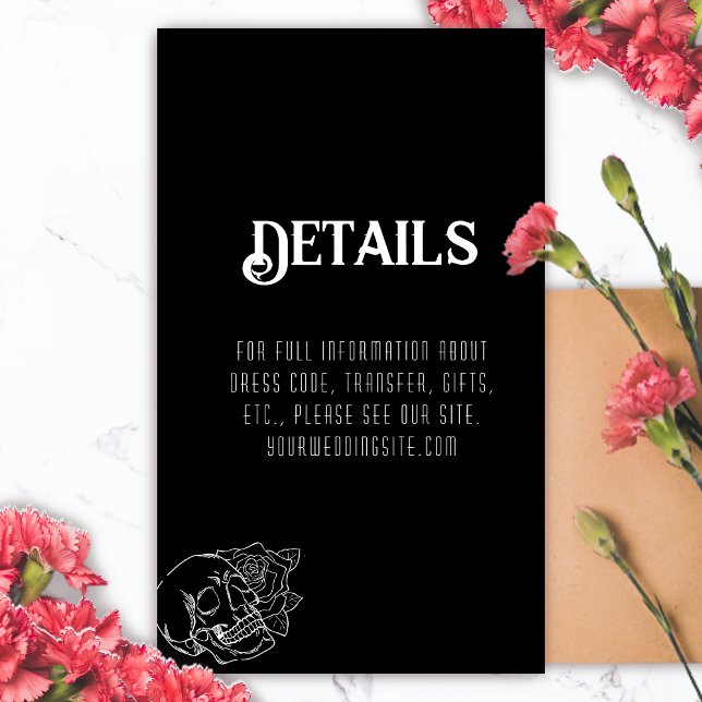 Black and White Skull Tattoo Wedding Enclosure Card (Tattoo Gothic Wedding Enclosure Card Skull)