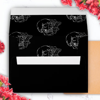 Black and White Skull Tattoo Wedding Envelope