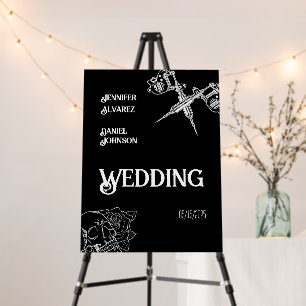 Black and White Skull Tattoo Wedding Foam Board