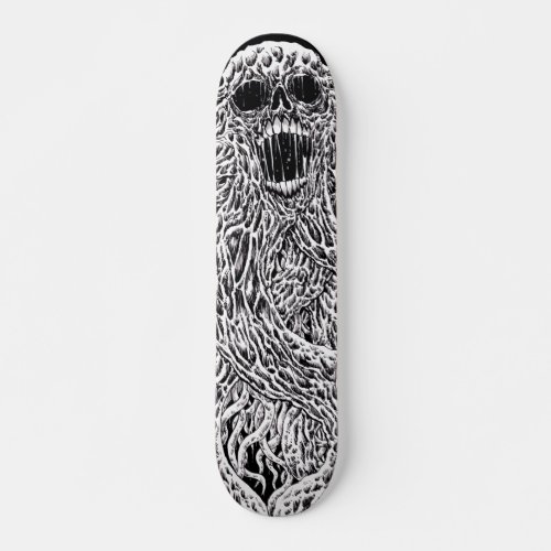 Black And White Skull Tentacle Art Skateboard