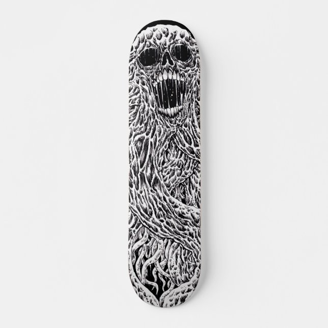 Black And White Skull Tentacle Art Skateboard (Front)