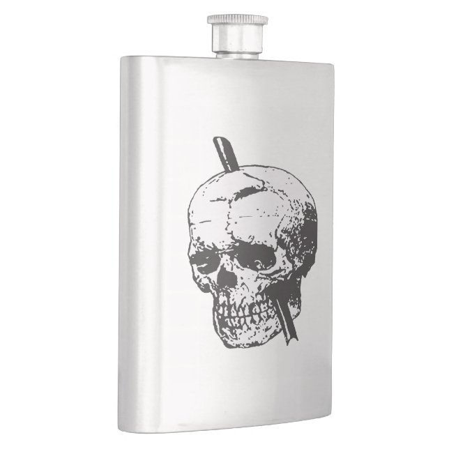Black and White Skull With Tamping Iron Vector Flask (Right)