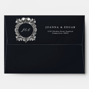 Black And White Skulls Gothic Wedding Welcome Sign Envelope