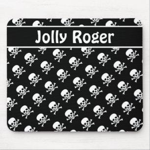 Black and White Skulls Mousepad w/ Custom Text