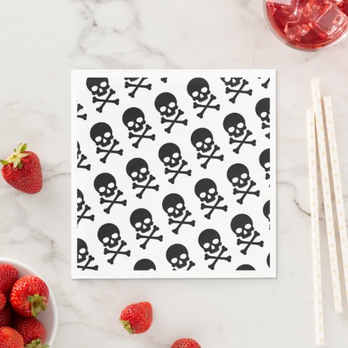 Black and White Skulls Paper Napkin